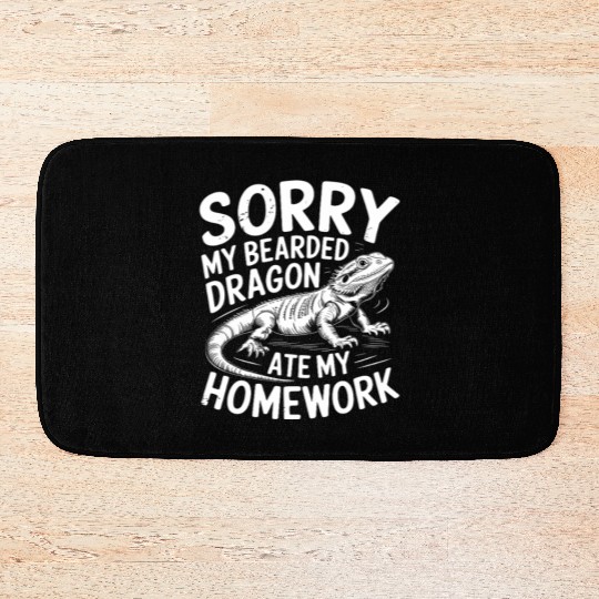 Funny Pogona Reptile Ate My Homework Bearded Bath Mats