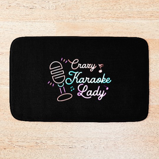 Crazy Karaoke Lady Singing Singer Bath Mats