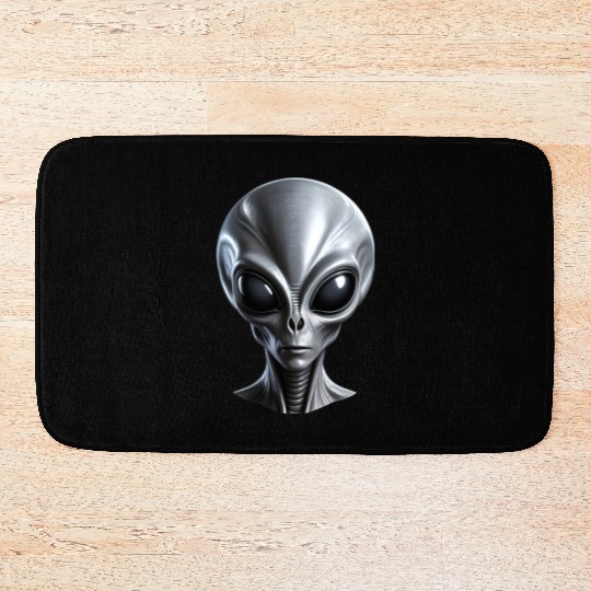 Real Grey Alien with a big head Bath Mats