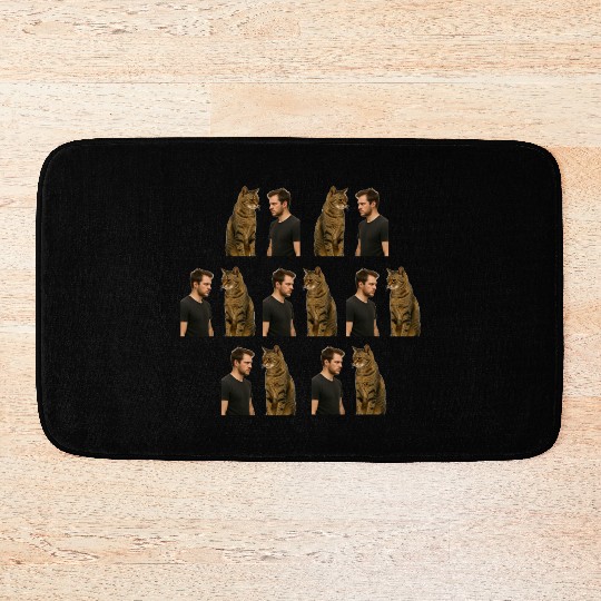 Silent Duel Between Man and Giant Cat Bath Mats