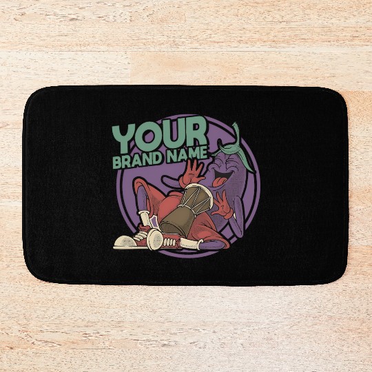 Funky Eggplant Drummer – Funny Cartoon Music T-Shi Bath Mats