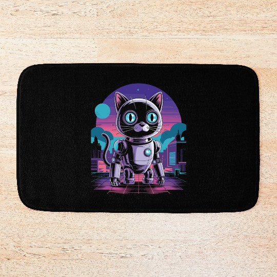 Funny Robotics Engineer Design with Robot Cat for Bath Mats