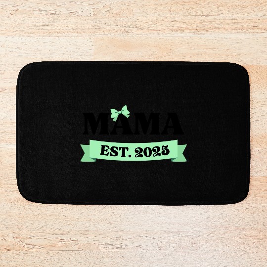 Mama Est. 2025 - Light Green Bow Maternity Design Bath Mats