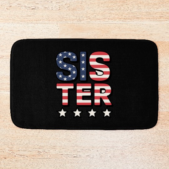 Sister American Flag Stars and Stripes Design Bath Mats