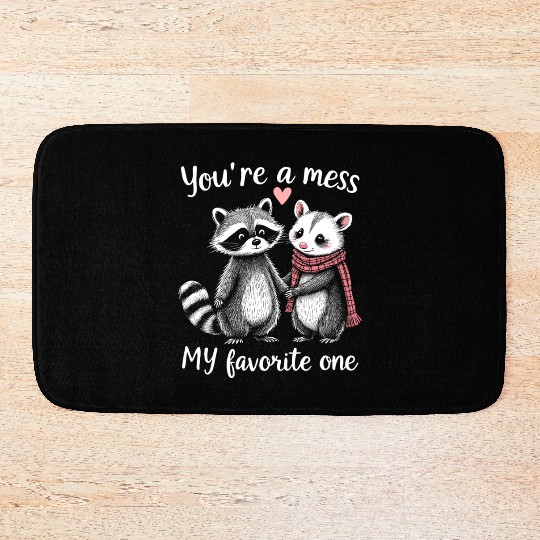 Feral Design Love Couple Possum Opossum Raccoon Bath Mats