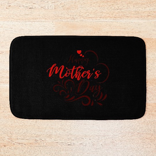 Elegant Happy Mother's Day Floral Heart Bath Mats