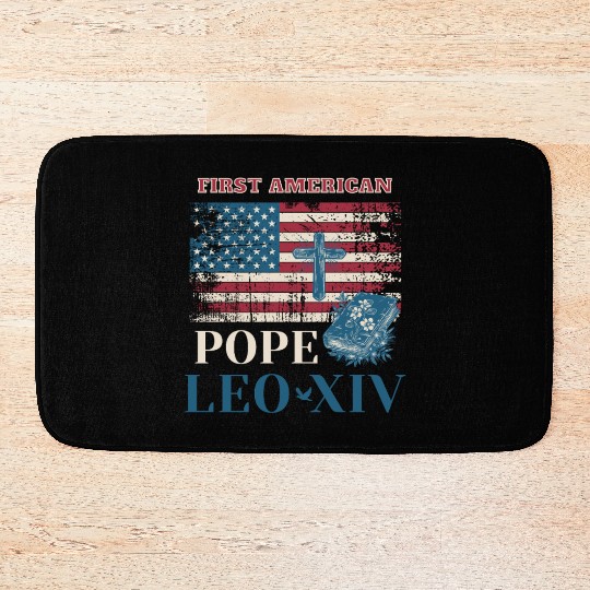First American Pope Leo XIV Catholic Church Quote Bath Mats