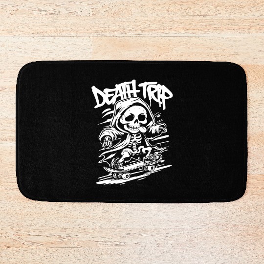 Skeleton Skateboard Gothic Punk Street Art Bath Mats