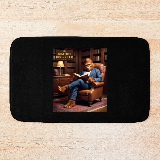 Bigfoot Book Club Sasquatch Reading in the Library Bath Mats