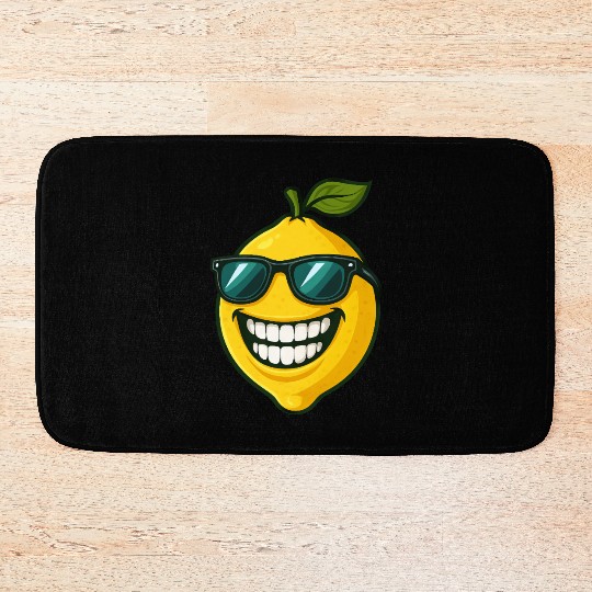 Cool lemon sunglasses summer fruit smile Bath Mats