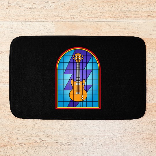 Stained Glass Art Electric Guitar Bath Mats