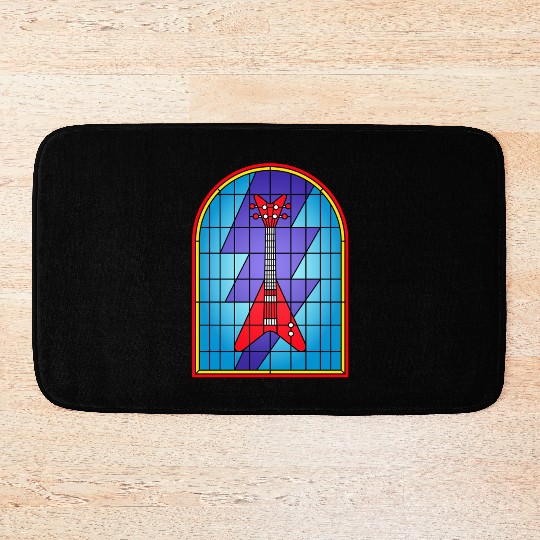 Stained Glass Art Electric Guitar Bath Mats