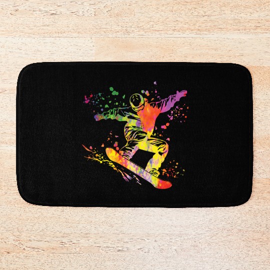 Snowboarder Snowboard Snowboarding Bath Mats