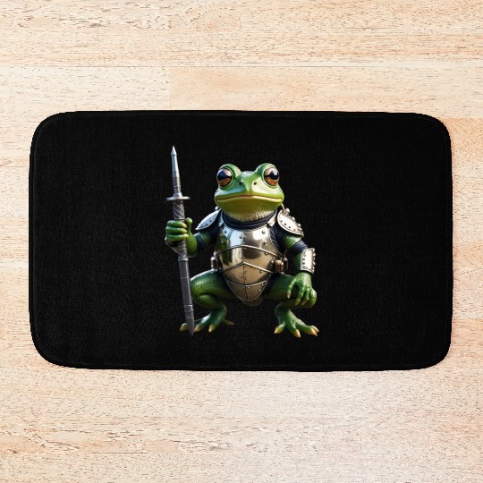 frog in medieval armor Bath Mats
