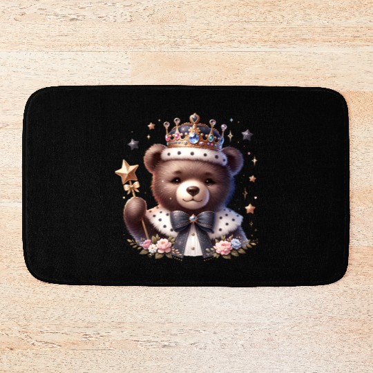 Royal Teddy Bear Magic – Crowned Cutie with Sparkl Bath Mats