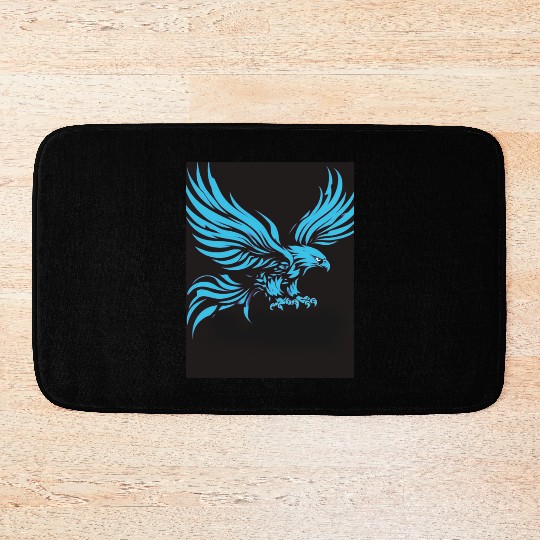 "Blue Tribal Eagle Art Design" Bath Mats
