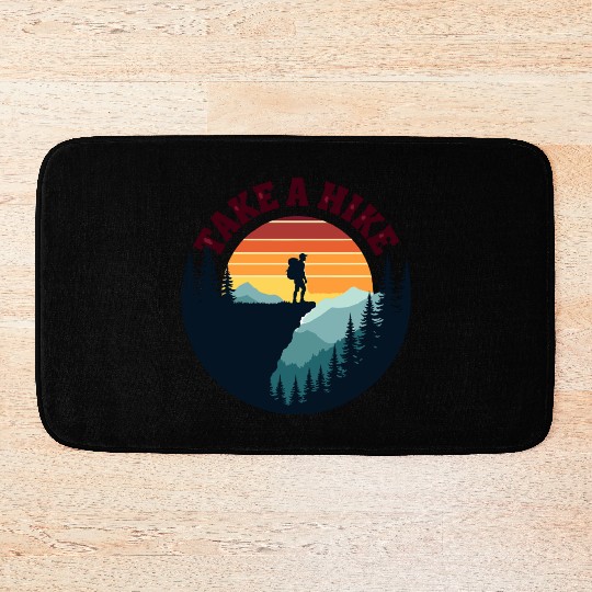 Take A Hike - Vintage Sunset Mountain Silhouette Bath Mats