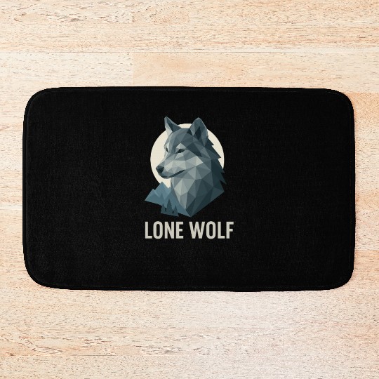 Lone Wolf – Geometric Wolf Head under Moon Wildern Bath Mats
