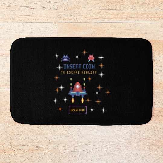 Retro Gamer Bath Mats - Insert Coin to Escape Reality