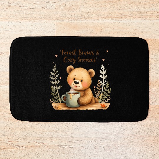 Forest Brews & Cozy Snoozes - Bear & Warm Drink Bath Mats
