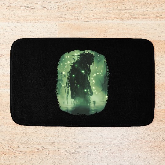 Swamp Demon with Glowing Aura and Haunt Magic Bath Mats