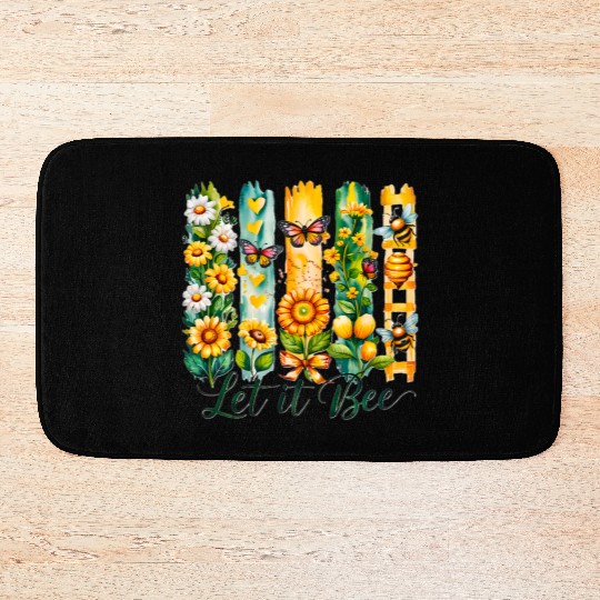 Let It Bee Positivity Spring Summer Bath Mats