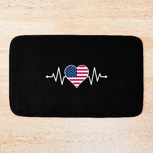 American Flag Heart Bath Mats Freedom 4th of July