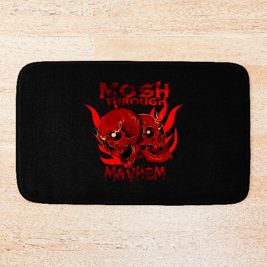 Mosh Through Mayhem Skull Design Bath Mats