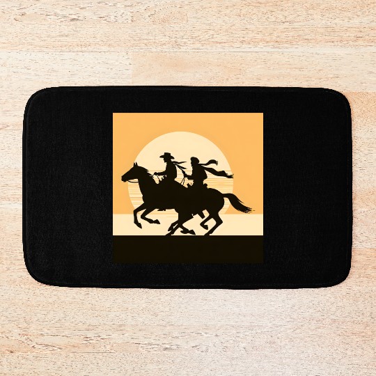 Wild West Cowboy Sunset Ride Bath Mats