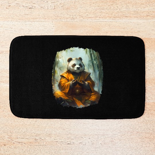Meditating Panda In The Zen Bamboo Forest Bath Mats