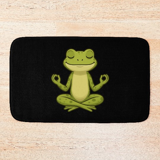 Cute frog yoga meditation relaxation cartoon Bath Mats
