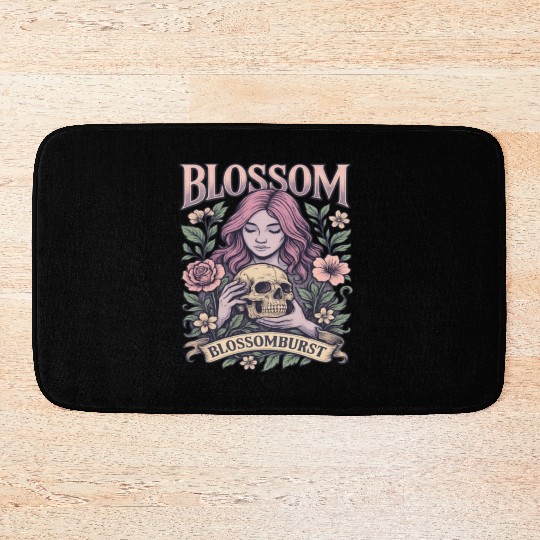 BLOS Gothic Floral Skull Embrace Bath Mats