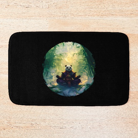 Panda Meditates In A Bright Bamboo Forest Bath Mats