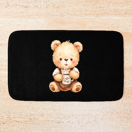 Coffee Hugs - Cute Bear Cub & Cozy Drink Bath Mats