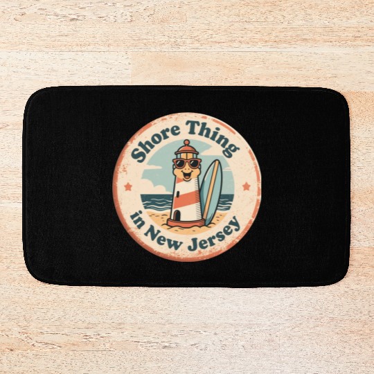 Beach Vibes_ New Jersey Shore Lighthouse Vintage Bath Mats