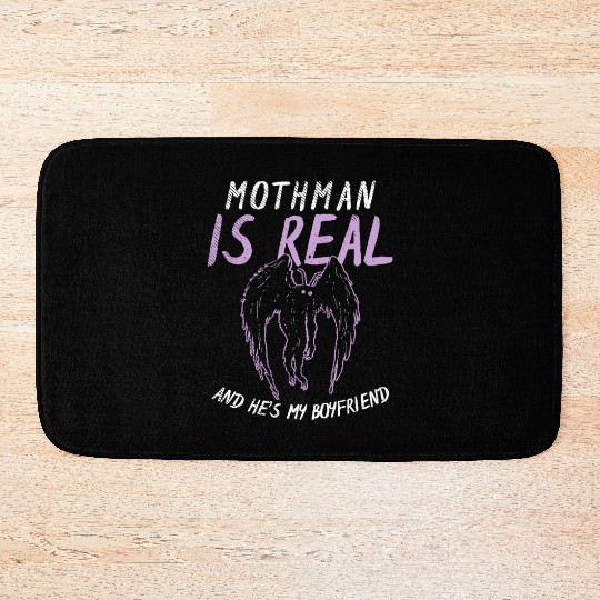Mothman Is My Boyfriend For Cryptid Lover Bath Mats