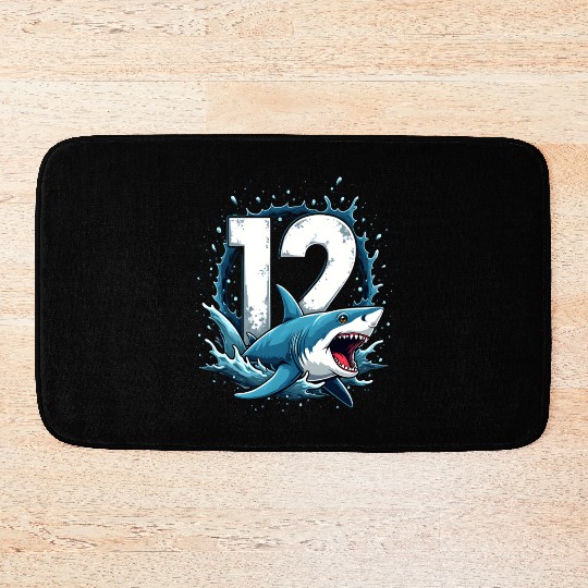 Shark Children Birthday Number 12 Splashing Fun Bath Mats
