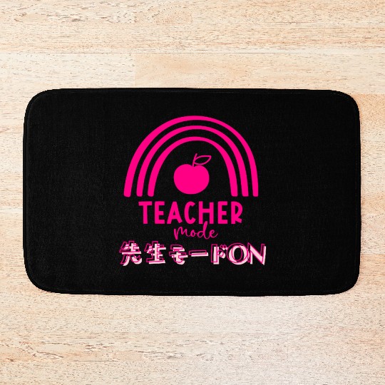Teacher Mode Boho Apple Pink Bath Mats