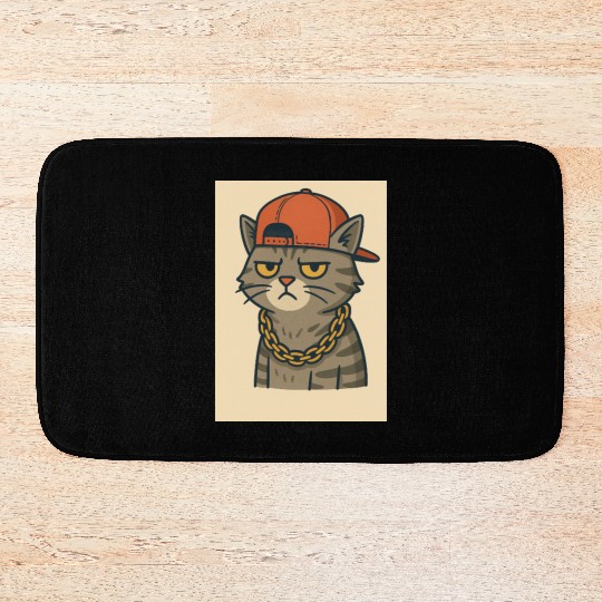Urban Cat Gangster Illustration Bath Mats