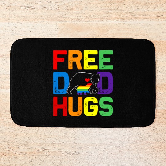 Free Dad Hugs Lgbt Pride Dad Bear Baby Retro Bath Mats