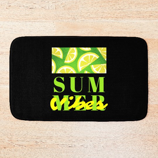 Lemon Fresh Summer Mood – Minimalist Citrus Art Bath Mats