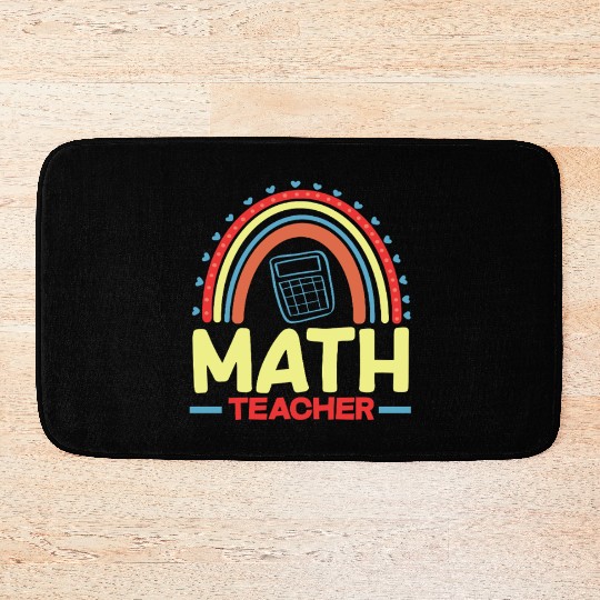 Math Teacher Rainbow Graphic Art Bath Mats