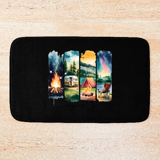 Brushstroke Camping Life Bath Mats