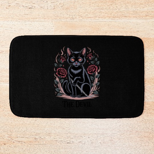 The Devil Tarot Cat Art Bath Mats