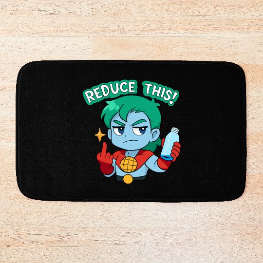 Chibi Style Captain Planet Reduce This!Design Bath Mats