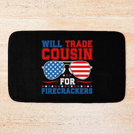 Will Trade Cousin For Firecrackers Funny Bath Mats