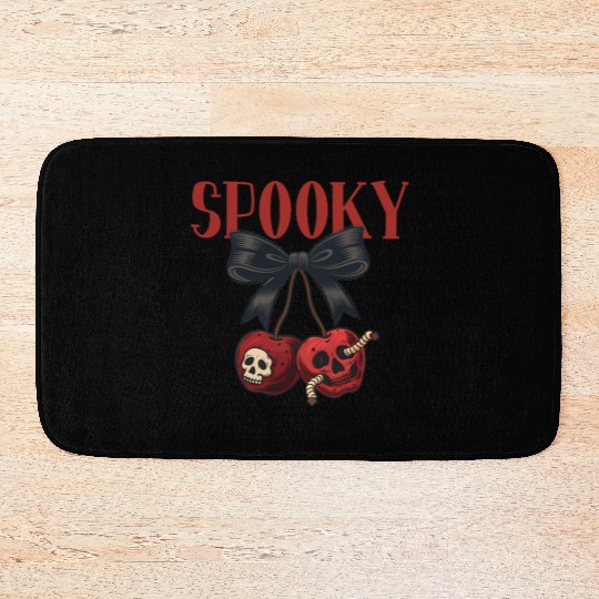 Spooky Skull Cherry Bow Halloween Bath Mats