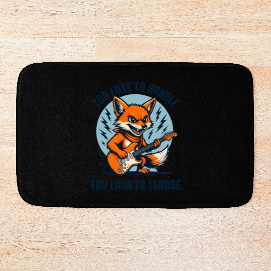 Fierce Guitar Fox Rocking the Stage Bath Mats