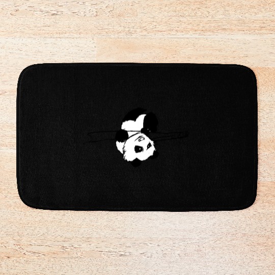 Cute Panda on Bamboo Bath Mats Accessory, Minimalist