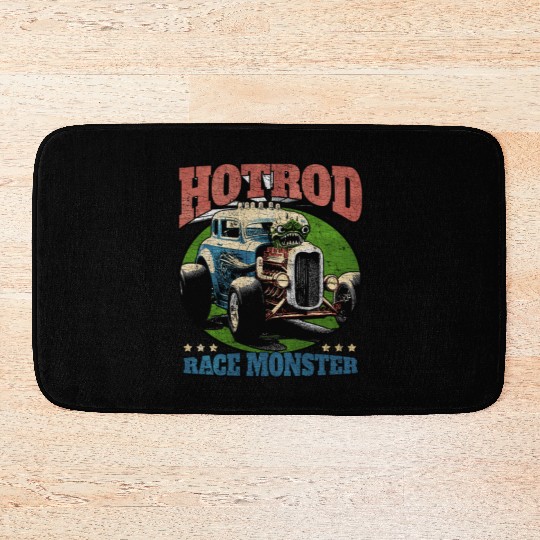 Hot Rod Monster Retro Race Bath Mats